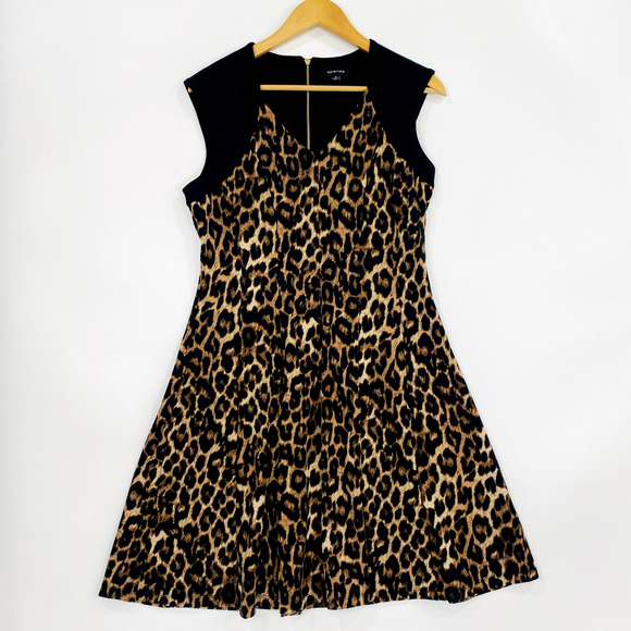 Spense Dress Women's Size 10 Black Animal Cheetah Print A Line Sleeveless Career - Picture 1 of 9